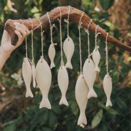 Unfinished Wooden Fish For Painting, Diy Craft Toy Kids, Montessori Art Project, 3D Shape, Wall Hanging Decor - thumbnail 2