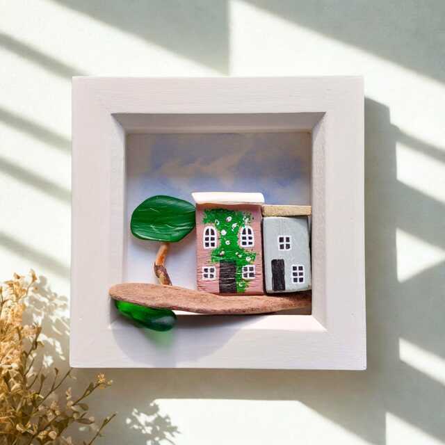 Hand Made Miniature Art - Cottagecore Wooden Coastal Houses - image 1