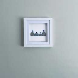 Cornish Blue Sea Glass Birds On Pebbles Picture Framed Coastal Wall Art Birthday Gift Handmade in Cornwall - thumbnail 4