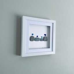 Blue Sea Glass Bird Wall Art - Framed Pebble Picture Handmade in Cornwall - thumbnail 3