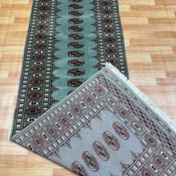 2.6x8 Teal Color Bokhara Rug - Runner Hallway Luxury Bukhara Fine Quality Woolen Afghan - thumbnail 4
