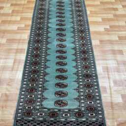 2.6x8 Teal Color Bokhara Rug - Runner Hallway Luxury Bukhara Fine Quality Woolen Afghan - thumbnail 2