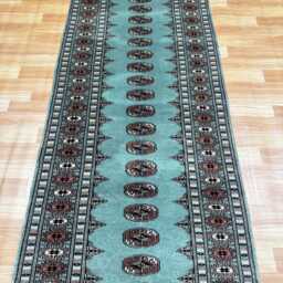 2.6x8 Teal Color Bokhara Rug - Runner Hallway Luxury Bukhara Fine Quality Woolen Afghan - thumbnail 3