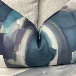 John Lewis & Partners Livia Fabric Peacock Blue Abstract Cushion Cover Throw Pillow 12 X 20 in /Handmade Double Sided Rectangle - thumbnail 2