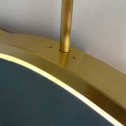 Mid Century Inspired Ceiling Suspended Illuminated Mirror With Brass Frame - Vintage N.4 - thumbnail 3