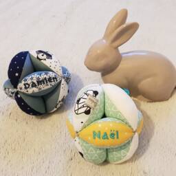 Montessori-style Gripping Ball With Panda-Patterned Bells - Personalizable Your Little One's First Name - thumbnail 2