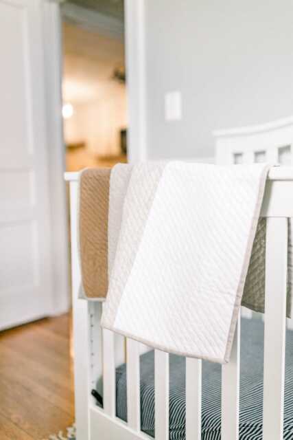 Muted Rainbow Linen Baby Quilt Neutral Nursery Blanket - image 1