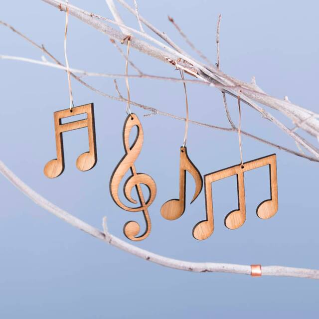 Set Of Four Bamboo Musical Note Christmas Decorations - image 1