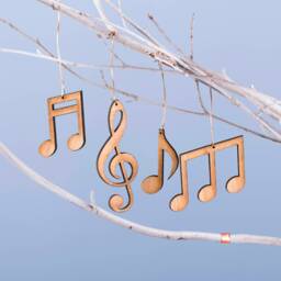Set Of Four Bamboo Musical Note Christmas Decorations - thumbnail 1