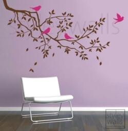 Branch Wall Decal, & Birds Decal Gift Birds, Sticker Decor For Home Living Room Bed Room, Tree - thumbnail 3