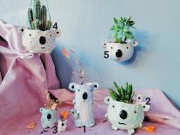 The Koala Bear Family Collection Handmade Ceramic Hanging Plant Pot, Succulent Cactus Home Decor Garden Decor. Pottery Gift. Koala - thumbnail 1