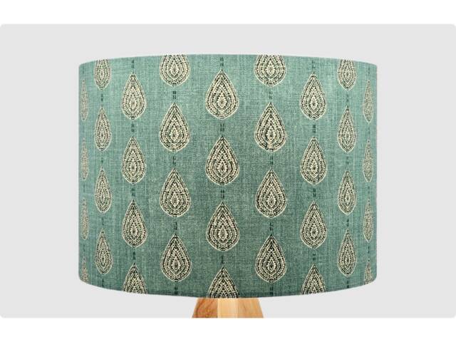 Green White Raindrop Lampshade, Table Floor Lamp/Ceiling Pendant Small Medium Large 15cm 20cm 25cm 30cm 35cm 40cm Fabric Drum Light Shade - image 1