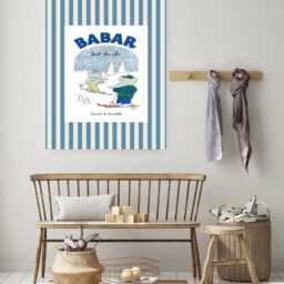 Babar The Elephant Ski, Nursery Wall Art, Retro Kids, Kids Room Genre Neutral Baby Illustration Art Print - thumbnail 2
