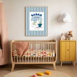 Babar The Elephant Ski, Nursery Wall Art, Retro Kids, Kids Room Genre Neutral Baby Illustration Art Print - thumbnail 3