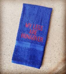 "Embroidered Gym Sweat Towel ""My Legs Are Hungover"
