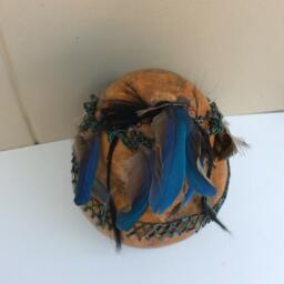 Gourd Art, With Beads, Autumn Decor, Feather Powwow Inspired, Dancer, Us Made, Tribal Earth Based, Home Decoration - thumbnail 3