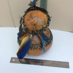 Gourd Art, With Beads, Autumn Decor, Feather Powwow Inspired, Dancer, Us Made, Tribal Earth Based, Home Decoration - thumbnail 4
