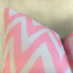Silk Ikat Pillow Cover 24x24, Soft Pink Chevron Accent - thumbnail 2