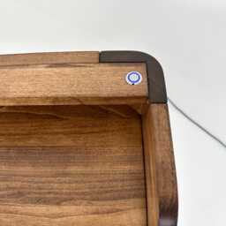Handmade Walnut Writing Desk With Led Light, Adjustable Brightness, Minimalist Wooden Office Drawer & Wire Organizer Slot - thumbnail 3