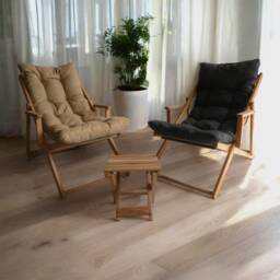 stylish Wooden Chair With Armrest - Durable Indoor & Outdoor Furniture For Garden, Patio, Poolside, & Balcony. Minimalist Room Chair - thumbnail 2