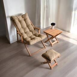 stylish Wooden Chair With Armrest - Durable Indoor & Outdoor Furniture For Garden, Patio, Poolside, & Balcony. Minimalist Room Chair - thumbnail 3