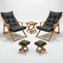 stylish Wooden Chair With Armrest - Durable Indoor & Outdoor Furniture For Garden, Patio, Poolside, & Balcony. Minimalist Room Chair - thumbnail 4