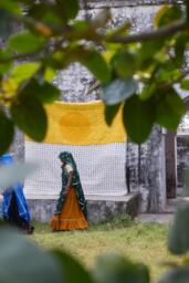 Handmade Twin Quilt, Reversible Yellow Block Print Bedspread With Shams, 100% Cotton Kantha Comforter - thumbnail 1