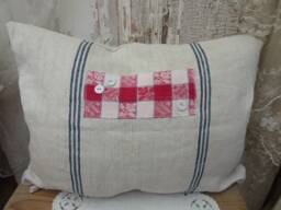 Linen Pillow, Antique Flour Sack, Grain Sack - thumbnail 1