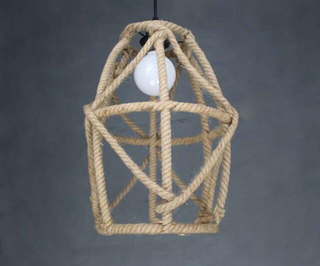 Hemp Rope Pendant Light Modern Rustic Lighting Fixture - image 1