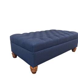 Handmade Chesterfield Footstool Large Linen Coffee Table Ottoman - 40x24x16 Inches - thumbnail 3