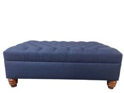 Handmade Chesterfield Footstool Large Linen Coffee Table Ottoman - 40x24x16 Inches - thumbnail 1