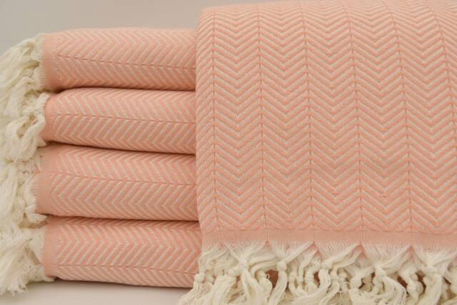 "Turkish Blanket, Turkish Throw, Large Towel, Bed Rug, 200cmx225cm, Coral Blanket, Bed Cover, Turkish Towel, Beach Throw, 79""x89" - image 1