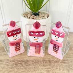Fused Glass Snowman Candle Holder Decoration - Christmas Decoration, Cornish Glass, Fused Glass Cornwall