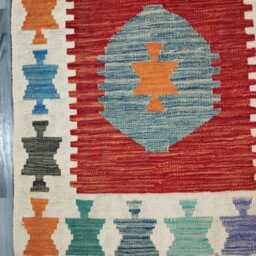 Heritage Runner Rug, Handmade Artisan Afghan Turkish Scandinavian Navajo Bohemian Flatweave Wool Multicolour Kilim Rug 289x80 cm - thumbnail 2