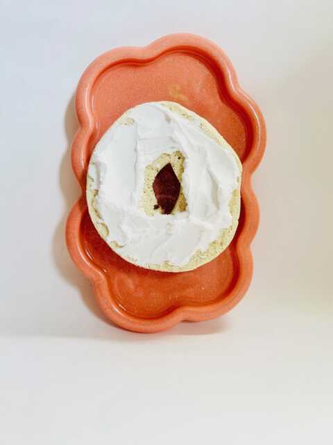 Bagel With Cream Cheese/ Dopamine Decor/ Maximalist Fake Food/ Food Pop Art/ Wall Sculpture/ Funky Unique Gift/Kitchen - image 1