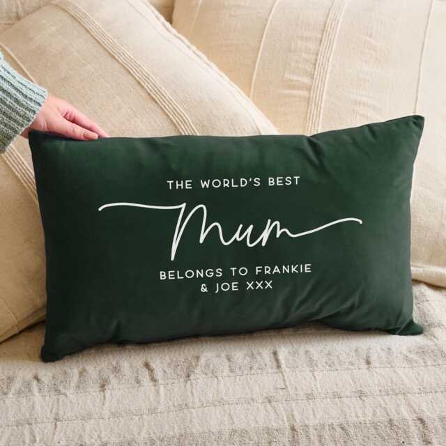 World's Best... Personalised Mother's Day Velvet Cushion - Decorative With Filling For Custom Gifts Mum - image 1