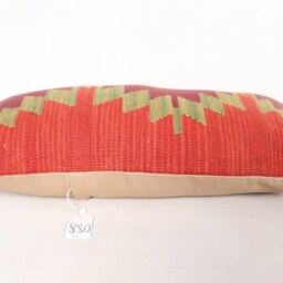"Kilim Pillow, Wool Kilim Cousin From Anatolia, 30x60 cm, 12""x24" - thumbnail 3