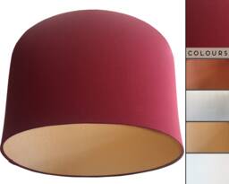 Red Lampshade Metallic Copper, Gold, Or Silver Lining - thumbnail 1