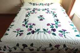 Morning Glory Flower Hand Stitched Quilts, Custom Hand Appliqued Floral Bed Cover Quilt, Country Bedspread, Farmhouse Bedroom Decor & Gifts