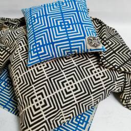 Hand Block Printed Cotton Pillow Cover Geometric Design - Kona Black - thumbnail 4