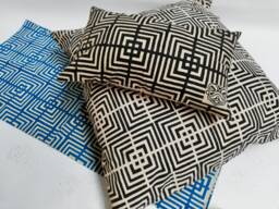Hand Block Printed Cotton Pillow Cover Geometric Design - Kona Black - thumbnail 1