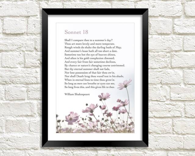 Shakespeare Sonnet 18 Print Fine Art Poetry Illustration - image 1
