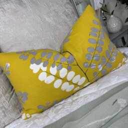"Retro Scandi Style Cotton Linen Cushion Cover - John Lewis Malin Citrine Fabric, Throw Pillow 12"" X 20" - thumbnail 3