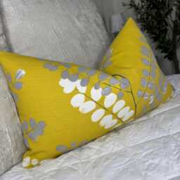 "Retro Scandi Style Cotton Linen Cushion Cover - John Lewis Malin Citrine Fabric, Throw Pillow 12"" X 20" - thumbnail 1