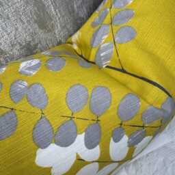 "Retro Scandi Style Cotton Linen Cushion Cover - John Lewis Malin Citrine Fabric, Throw Pillow 12"" X 20" - thumbnail 2