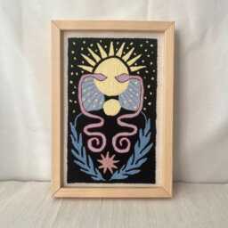 Framed Snake Sun Tapestry Hand-Tufted Bohemian Wall Decor - thumbnail 4