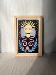 Framed Snake Sun Tapestry Hand-Tufted Bohemian Wall Decor