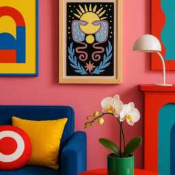 Framed Snake Sun Tapestry Hand-Tufted Bohemian Wall Decor - thumbnail 2