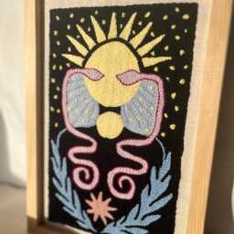 Framed Snake Sun Tapestry Hand-Tufted Bohemian Wall Decor - thumbnail 3