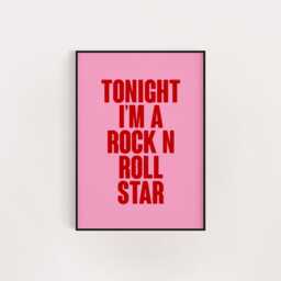 Rock N Roll Star Pink Lyric Poster Retro Groovy Wall Art - thumbnail 2
